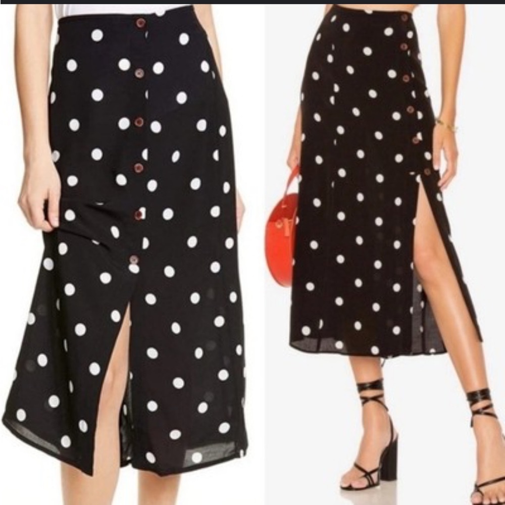Free people Black and White Polka Dot Midi Skirt